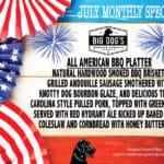 All American BBQ Platter! July Monthly Special!